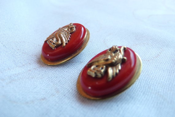 Antique gold and coral colored earrings. Birthday… - image 4