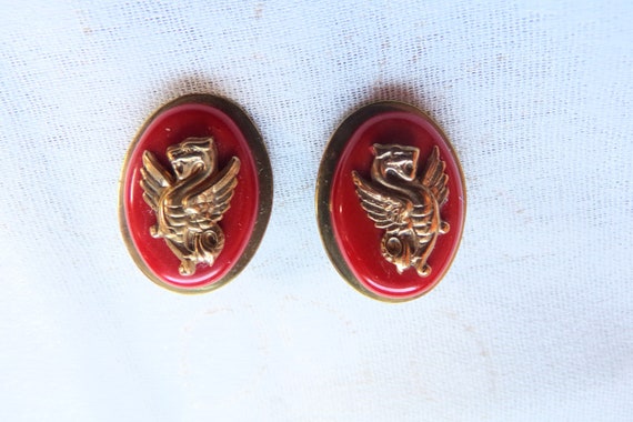 Antique gold and coral colored earrings. Birthday… - image 1