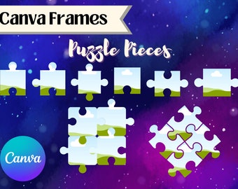 Puzzle Pieces Canva Frames Templates | Drag and Drop Your Own Background | Canva Elements | Clip Art Template