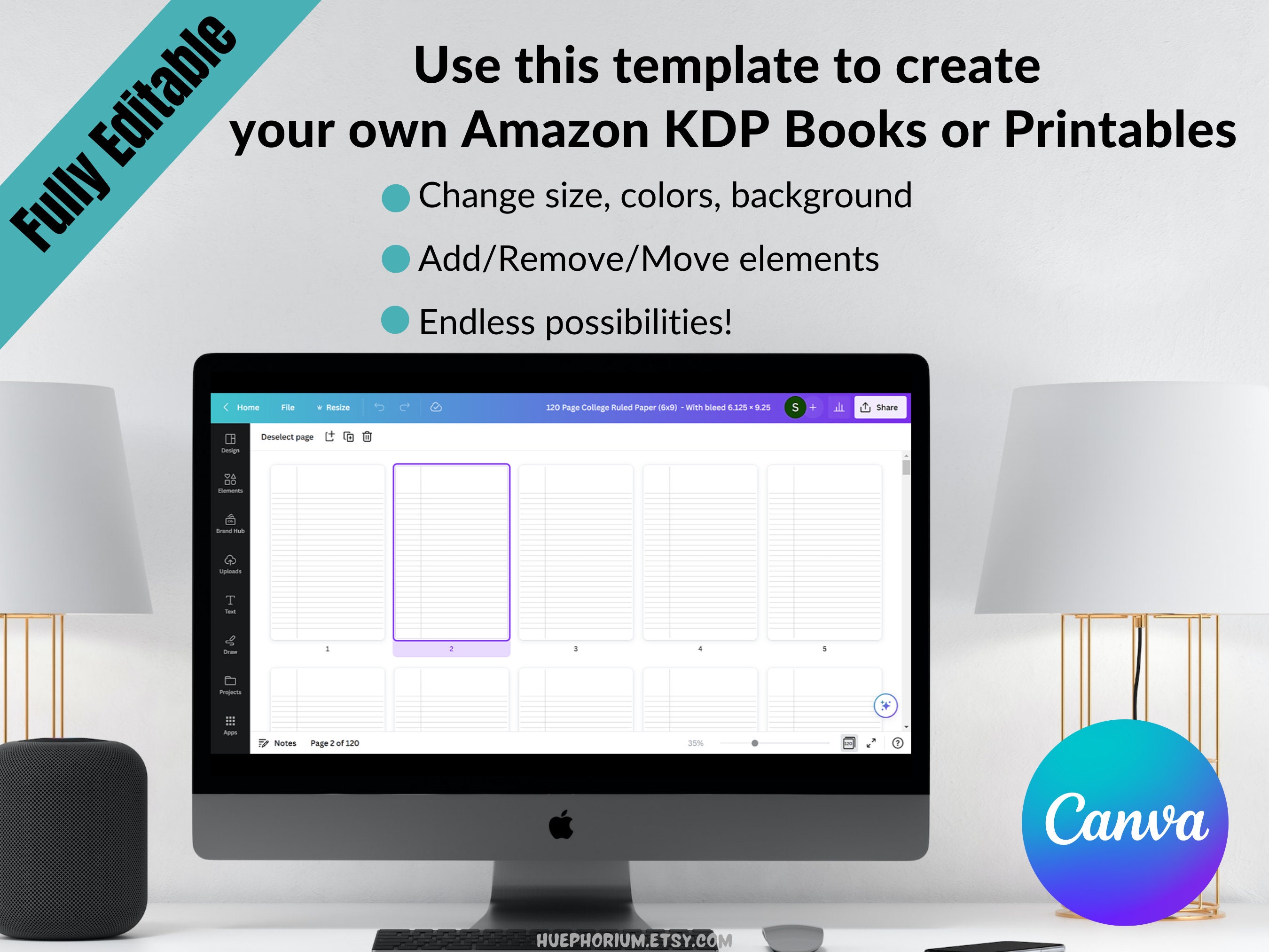KDP Interior Template Canva College Ruled Blank Lined Paper 8.5x11 ...