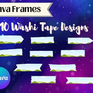 Modelos de molduras Washi Tape Canva | Arraste e solte seu próprio plano de fundo | Elementos do Canva | Modelo de clipart