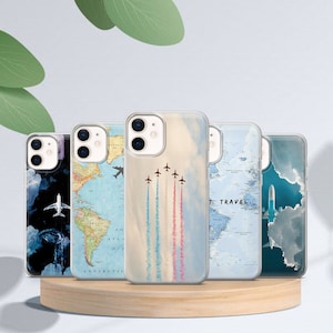 Esthetische vliegtuig telefoonhoes reishoes voor Pixel 7 Pro 6A, iPhone 14 13 12 Pro 11 XR, Samsung S21FE S22 5G S22 Ultra A73 A53 Note 20 A16