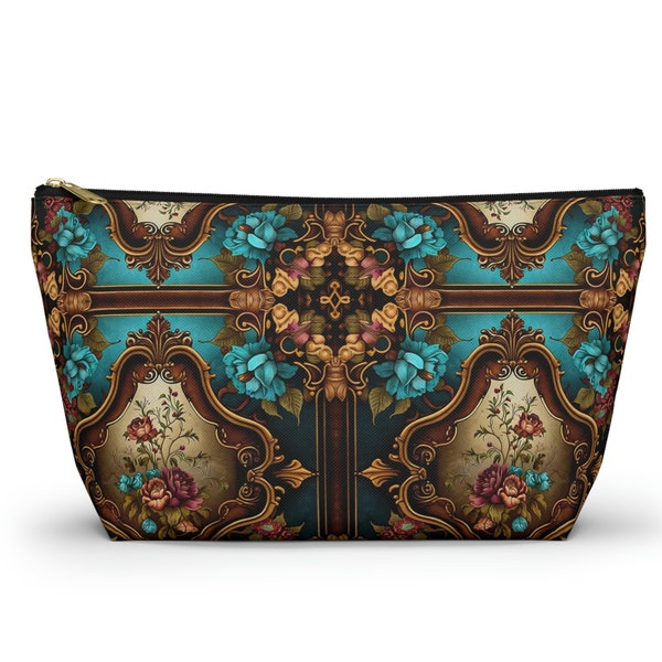 Tapestry Accessory Pouch w T-bottom; zippered two sizes