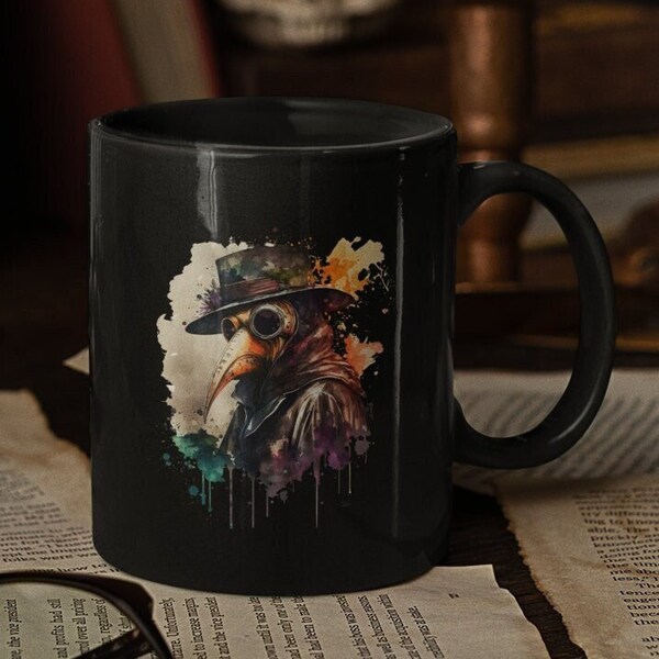 Creepy Plague Doctor mug/11oz Black Mug/Dark humor/FREE SHIPPING