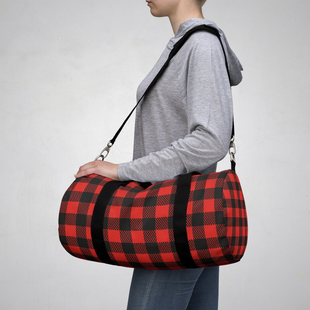 Buffalo Check Duffel Bag Comes in Two Sizes. Red and Black Checkered ...