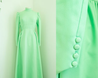 Vintage 1970s lime green maxi dress