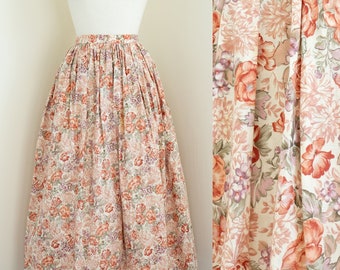 1980s Floral Midi Vintage Skirt