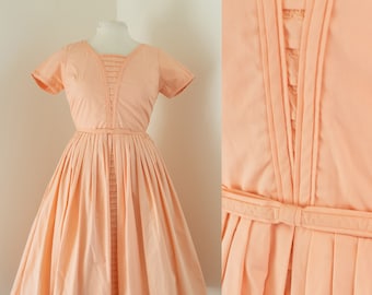 1950s/1960s Peach Cotton Day Dress