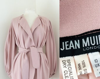 Jean Muir 1980s Vintage Dusky Pink Belted Wool & Silk Jacket