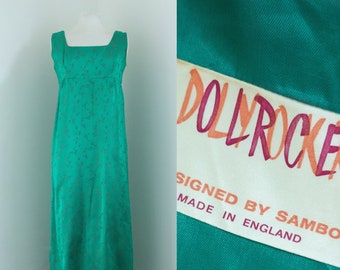 1960s Vintage Dollyrockers by Sambo Green Maxi Dress