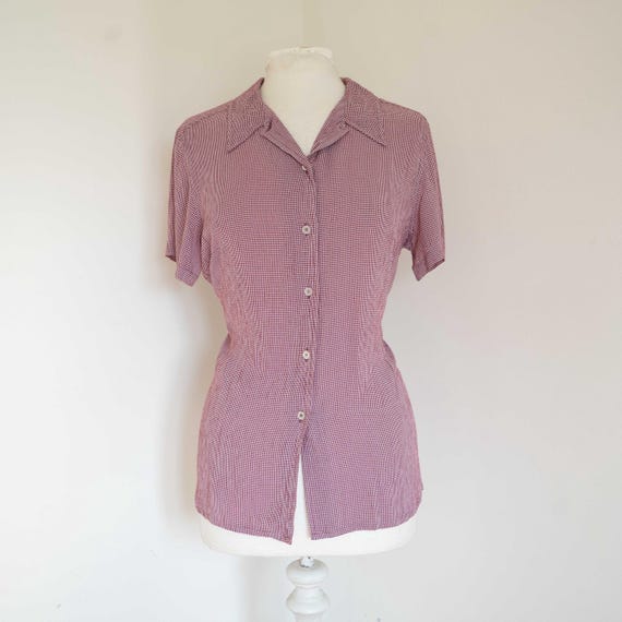 Laura Ashley, 1990s Laura Ashley Burgundy Vintage Blouse UK 10-12