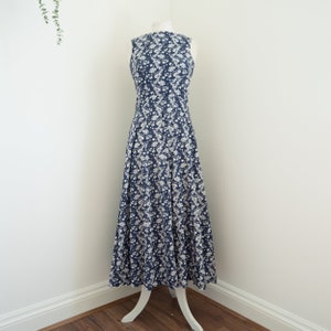 Vintage 1990s blue floral midi dress