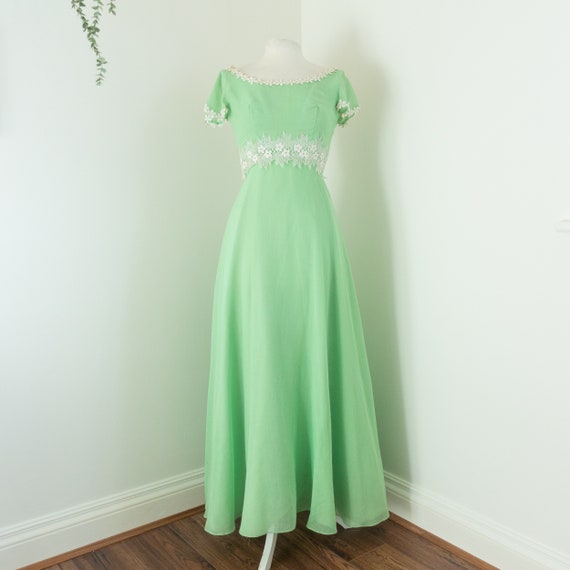 chinese dress ladies Apple Green Silk Bias Cut Gown - M