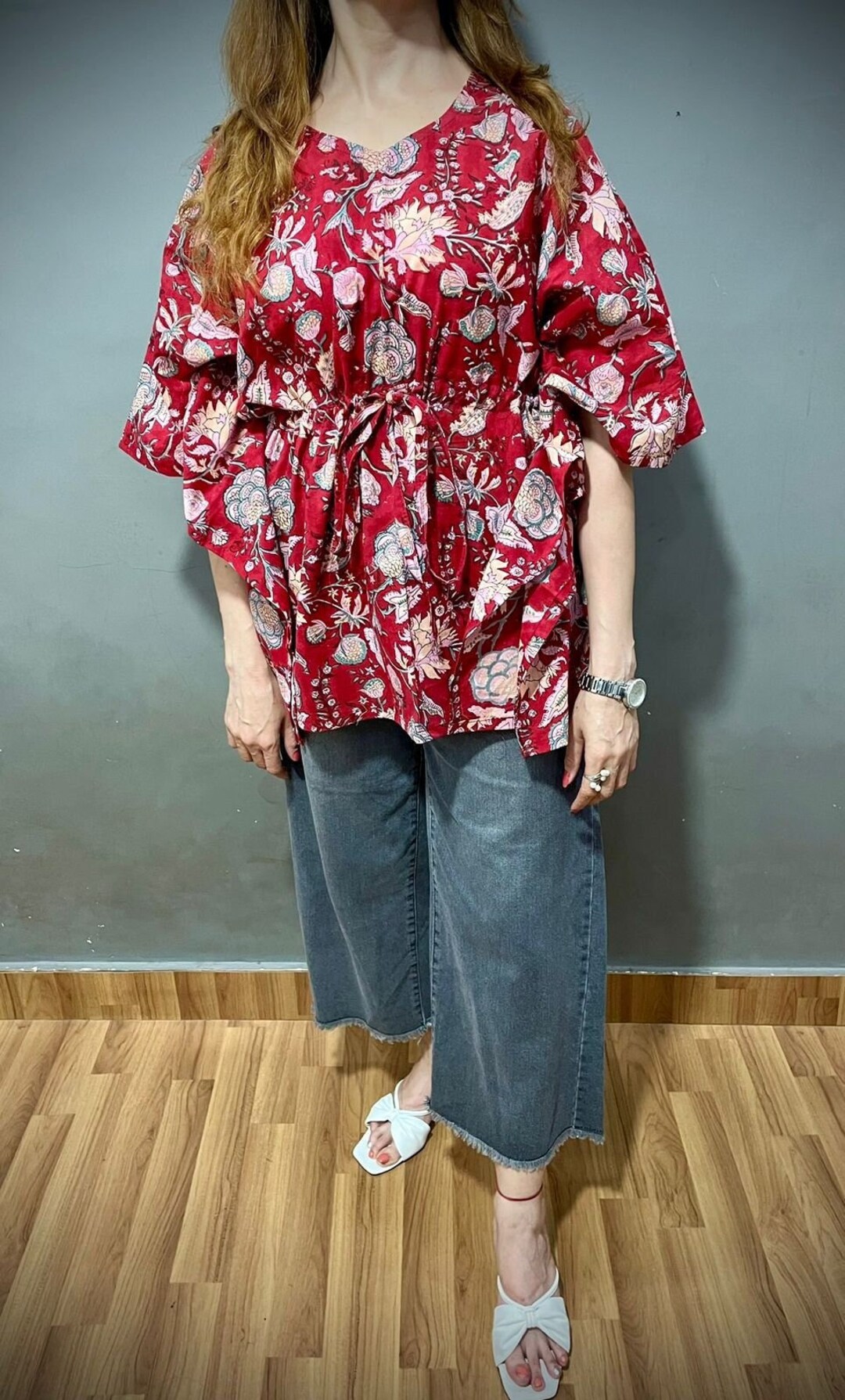 Pure Cotton Kaftan Short Dress Indian Hand Block Print Summer Etsy