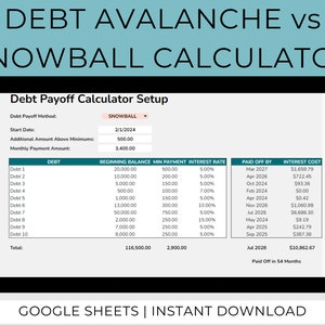 ÚLTIMA hoja de cálculo de bola de nieve y avalancha de deuda/plantilla de Google Sheets