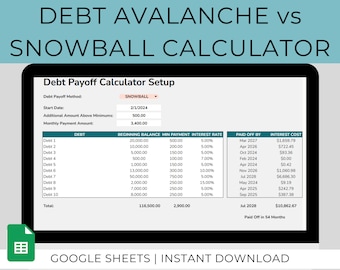 ULTIMATE Debt Snowball AND Debt Avalanche Spreadsheet | Google Sheets Template