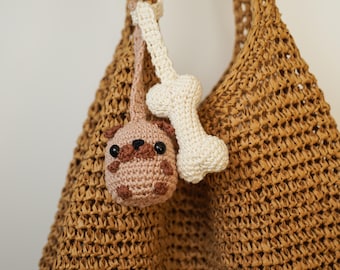 Schlüsselanhänger ""Mops und ein lecker Knochen"" Häkelanleitung Lustiges Spielzeug DIY (PDF Download)"