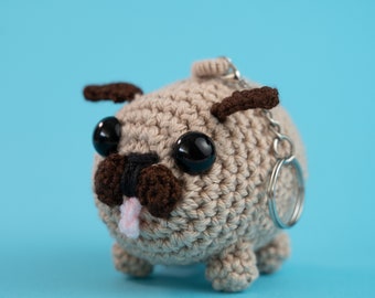 Mops Schlüsselanhänger Häkelanleitung: Easy Amigurumi Dog (PDF-Muster)