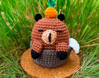 Capybara Häkelanleitung: Badewanne Amigurumi mit Mandarine (PDF Download)