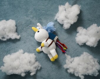Einhorn mit Jetpack Häkelanleitung: Amigurumi PDF (Digitaler Download)