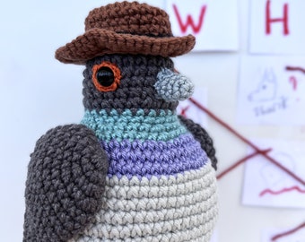 Taube Detektiv Häkelanleitung: DIY Amigurumi Taube (PDF-Muster)