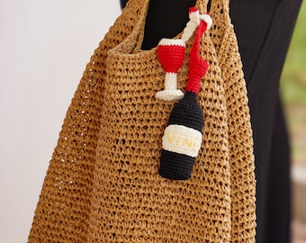 Schlüsselanhänger ""Wein und Glas"" Häkelanleitung Accessoires DIY (PDF Download)"
