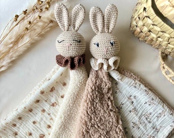 Personalized cuddly toy rabbit Lison crochet - Personalized cuddly toy - Crochet cuddly toy - Birth gift - Baby cuddly toy