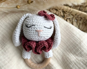 Rosewood crochet rabbit rattle