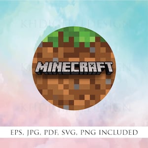 Diseño de descarga digital del logotipo redondo de Minecraft - SVG, EPS, Jpeg, PDF - Cumpleaños, pegatinas
