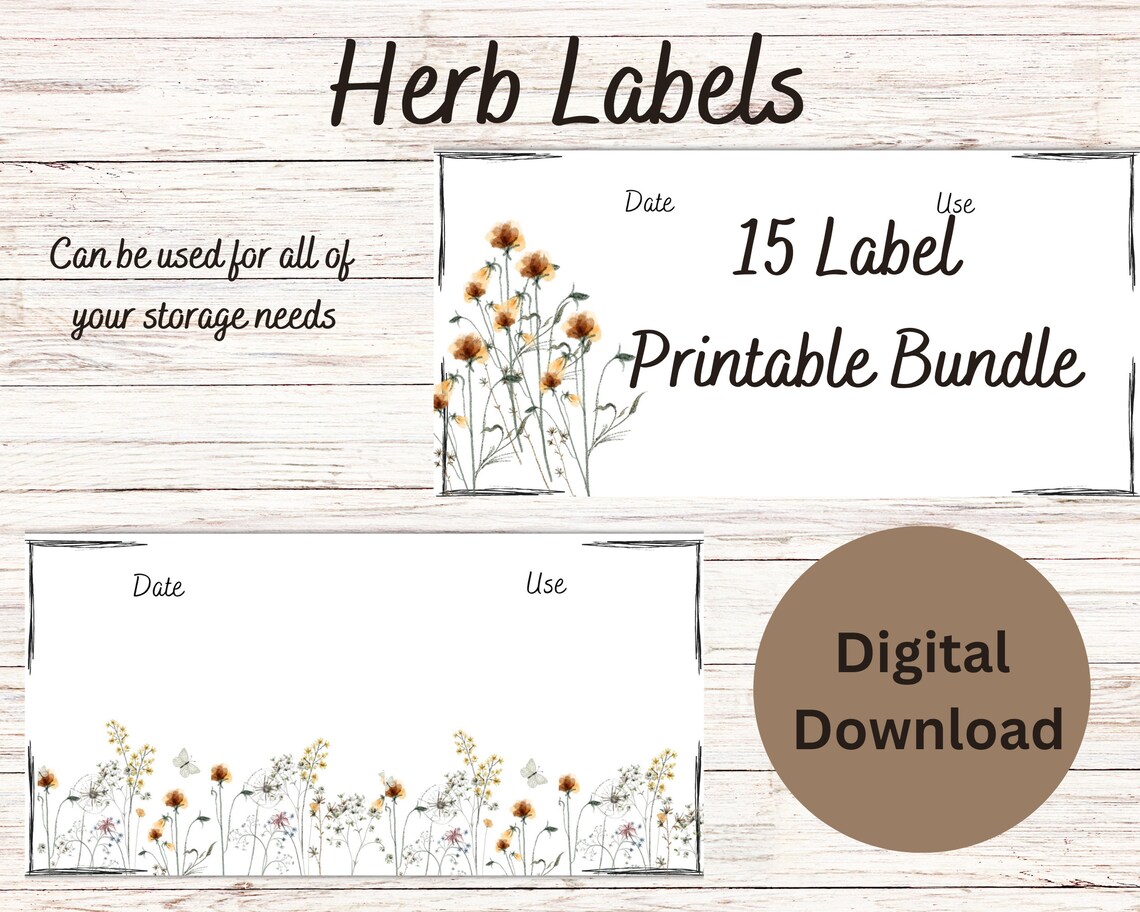 Custom Herb &amp; Plant Labels for Your Home Apothecary | Floral Herb ...