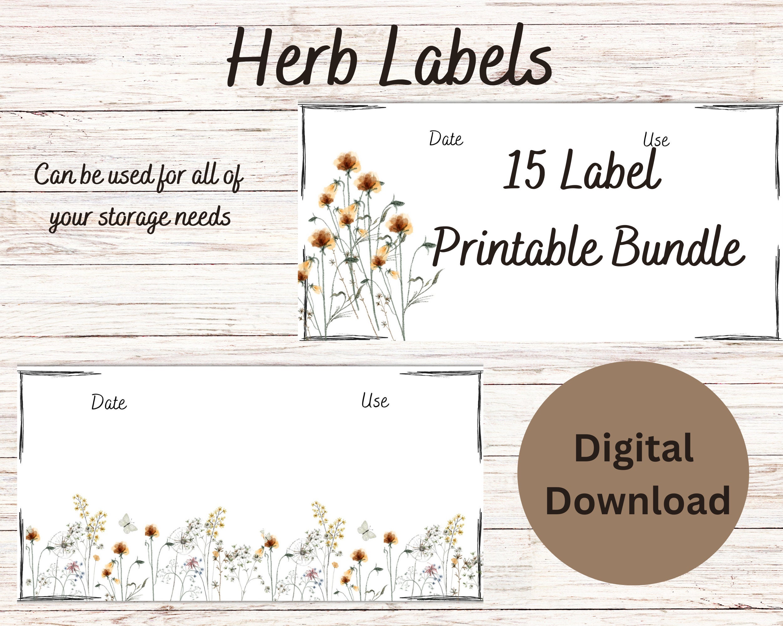 Custom Herb &amp; Plant Labels for Your Home Apothecary | Floral Herb ...