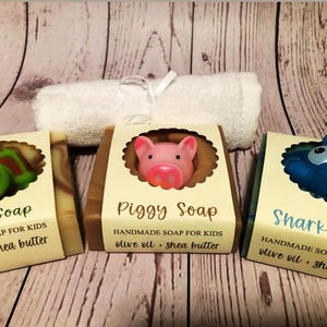 オーガニック ベビーシャワー ギフトセット | ナチュラル ハンドメイド ソープ バンドル | かわいいバスソープ | 子供用ハンドクラフト ソープ | 子供用オーガニック ソープ | ナチュラル バス