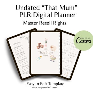 Digital Planner | That Mum Digital Planner | PLR | Master Resell Rights | Undated | Hyperlinked | Canva Template | PLR Template