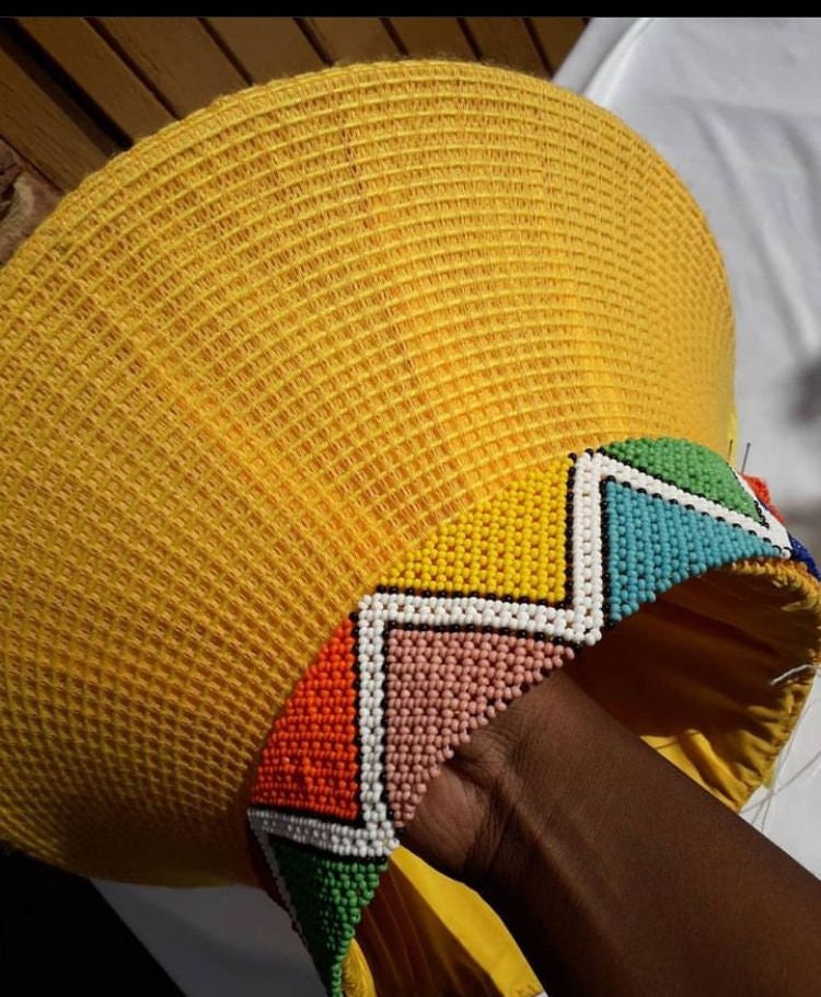 Zulu Hat With Beads Zulu Beaded Hat Isicholo Bucket Hat South African