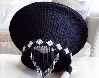 Zulu Hat With Beads| Zulu Beaded Hat| Isicholo| Bucket Hat| South African Hat| Customized Zulu Hat| Hand woven traditional zulu hats