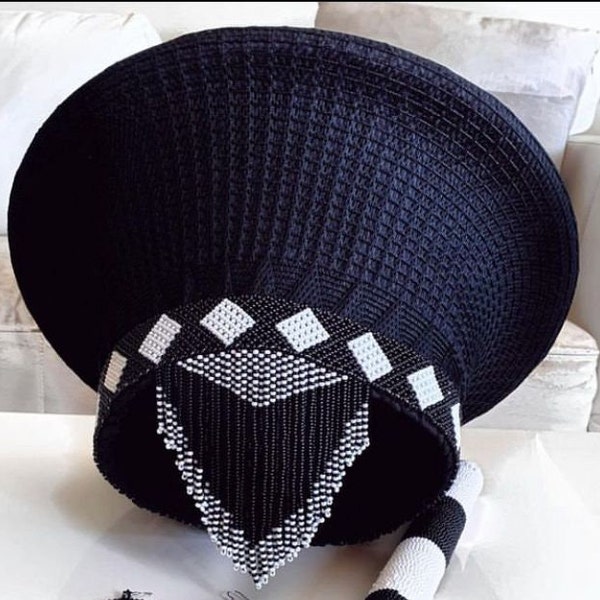 Zulu Hat With Beads| Zulu Beaded Hat| Isicholo| Bucket Hat| South African Hat| Customized Zulu Hat| Hand woven traditional zulu hats