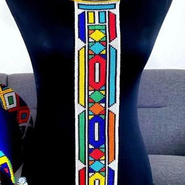 Long Beaded Ndebele Wheel Necklace | Ndebele Hoop | Ndebele Neckring with tie