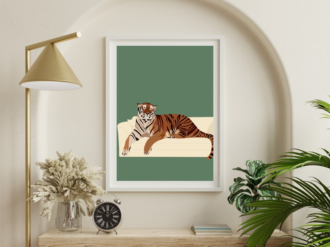 Lovely Tiger- Retro Poster, Trendy Art Print, Tiger Wall Art, Animal ...