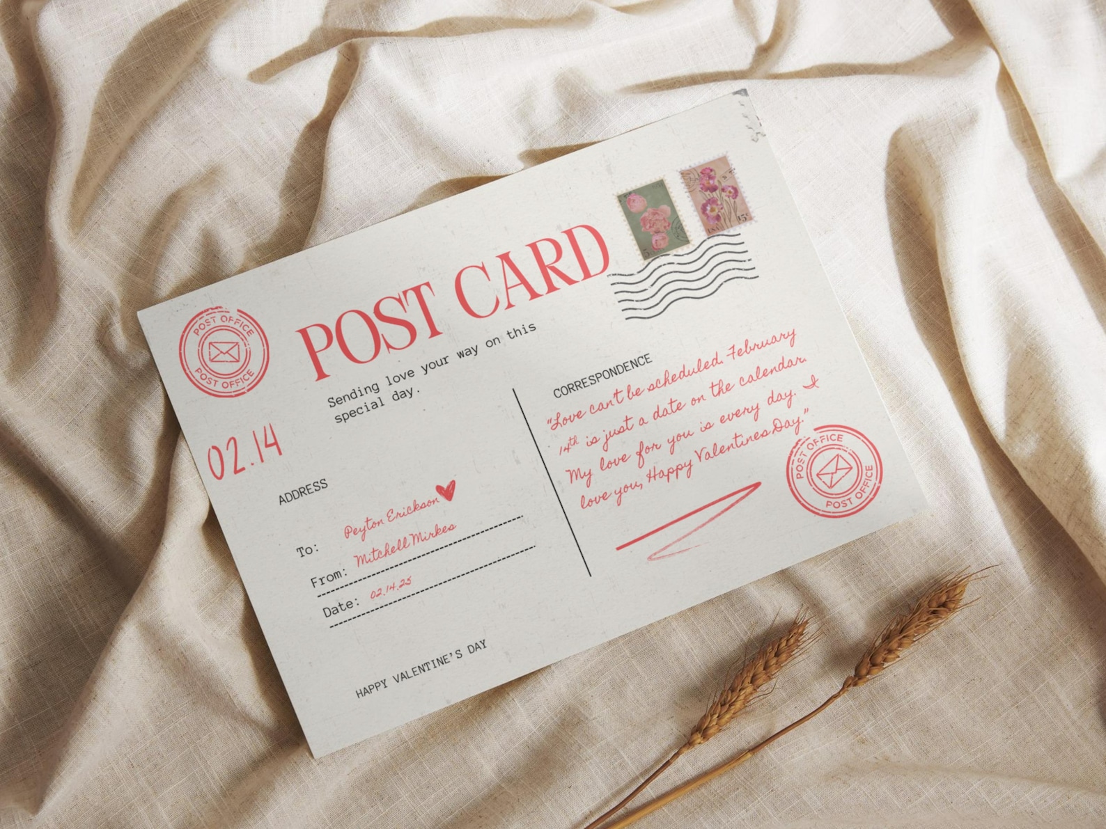 Valentine’s Day Postcard – Vintage Style, Handwritten Love Note ...