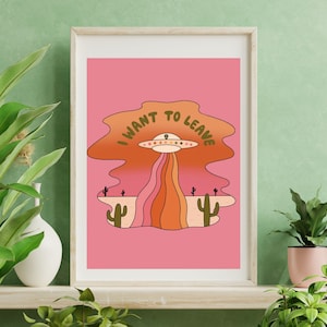 Alien Wandkunst - Sci-fi Poster, Space Print, Funky Wandkunst, Retro Kunst, Kosmische Wandkunst, Pop Art, Posterdruck, 70s Kunst, Trendige Wandkunst