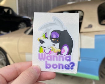 Wanna Bone? furry vinyl sticker cars, laptops, water bottles, decorative,
