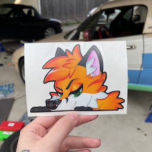 Fox furry vinyl sticker cars, laptops, water bottles, decorative,