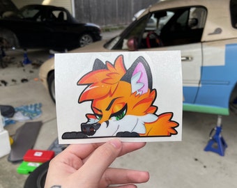 Fox furry vinyl sticker cars, laptops, water bottles, decorative,