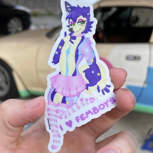 Femboy furry vinyl sticker cars, laptops, water bottles, decorative,