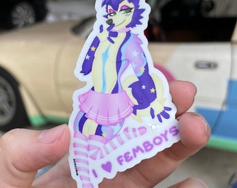 Femboy furry vinyl sticker cars, laptops, water bottles, decorative,