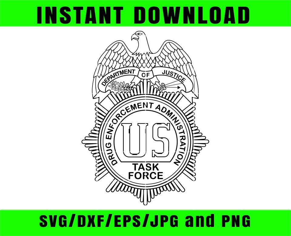 DEA Badge Vector, DOJ Logo, CNC Cut File (svg, Dxf, Eps, Png, Jpg