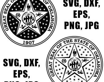Oklahoma State Seal Vector, black white svg, dxf, png, cnc router, laser cutting, laser engraving, cricut, Digital Cutting Machine file