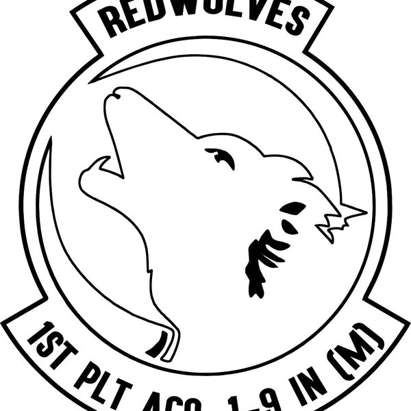 Redwolves 1st PLT ACO 1-9 IN Insignia Patch, Emblem, Cnc Cut File for Laser Cut, Laser Engraving, Vinyl Cut, Cnc Rout