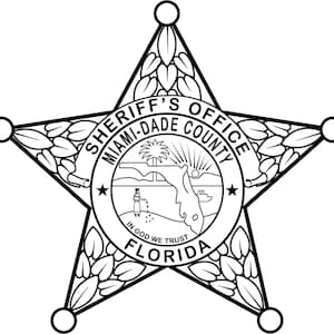 Insignia del Sheriff de Florida Parche de archivo vectorial del condado de Miami Dade, vector svg, grabado láser, fibra, láser, grabado, archivo cortado, contorno, arte lineal
