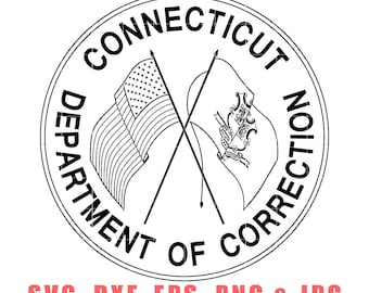 Connecticut Dept of correction, svg vector Badge Black White Outline CNC Cut, Laser Cutting, Cricut SVG, Laser Engraving File